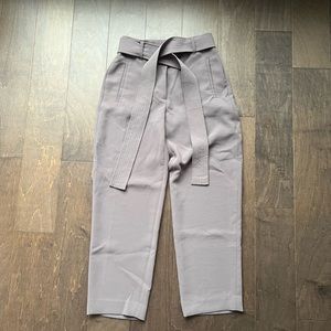 High-Waist Tie-Belt Women's Pants in Light Taupe